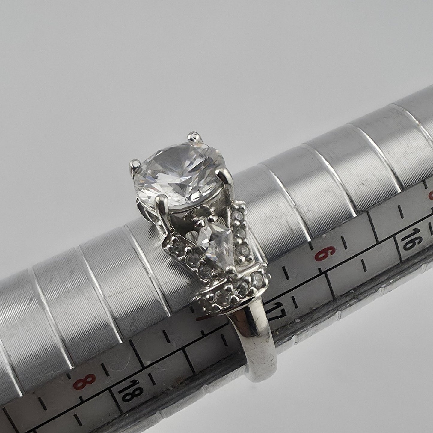 Vintage Sterling Silver PAJCZ CZ Engagement Ring Size 6.75 Statement Ring