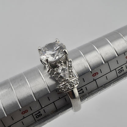 Vintage Sterling Silver PAJCZ CZ Engagement Ring Size 6.75 Statement Ring