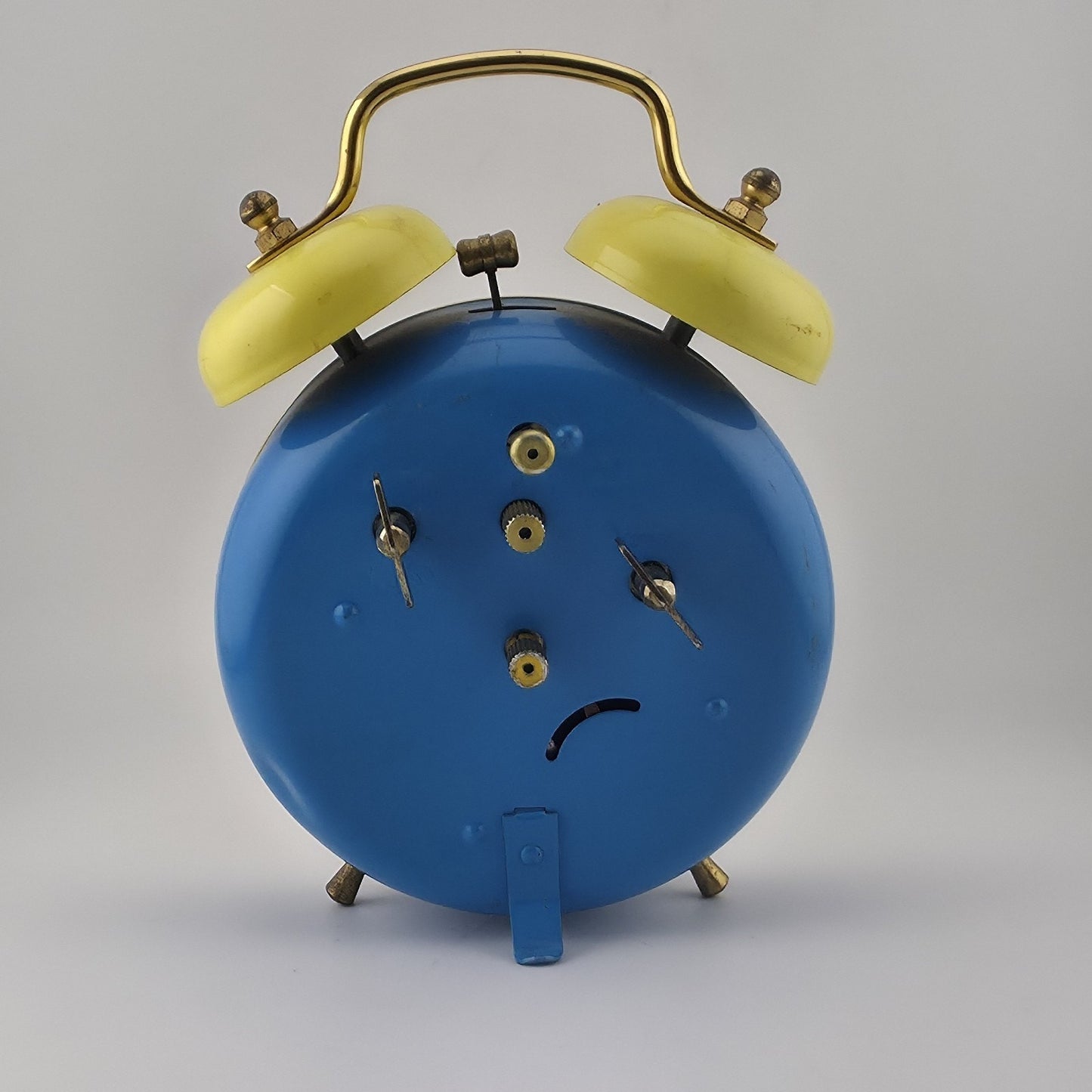 Smurf Double Bell Alarm Clock Bradley Time Blue Yellow Tested Runs Vintage