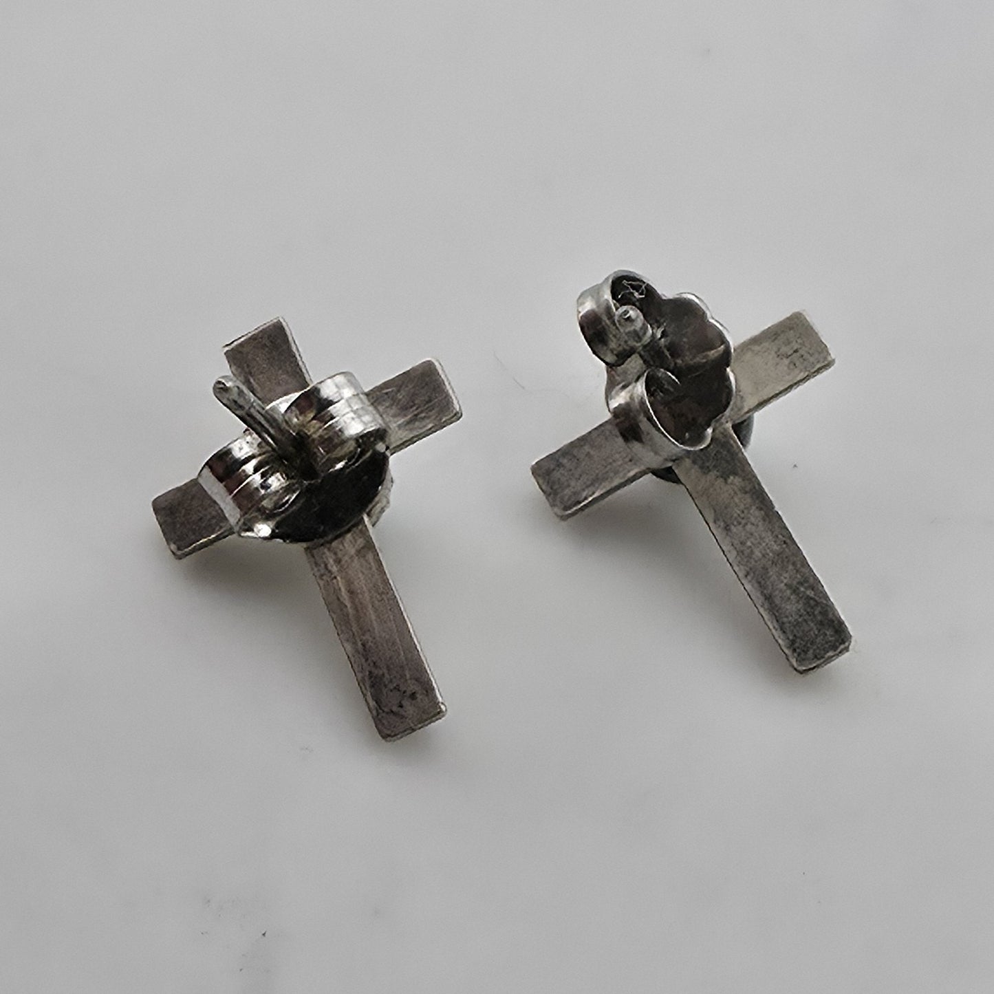 Vintage 925 Sterling Silver Turquoise Cross Stud Earrings Southwestern Faith