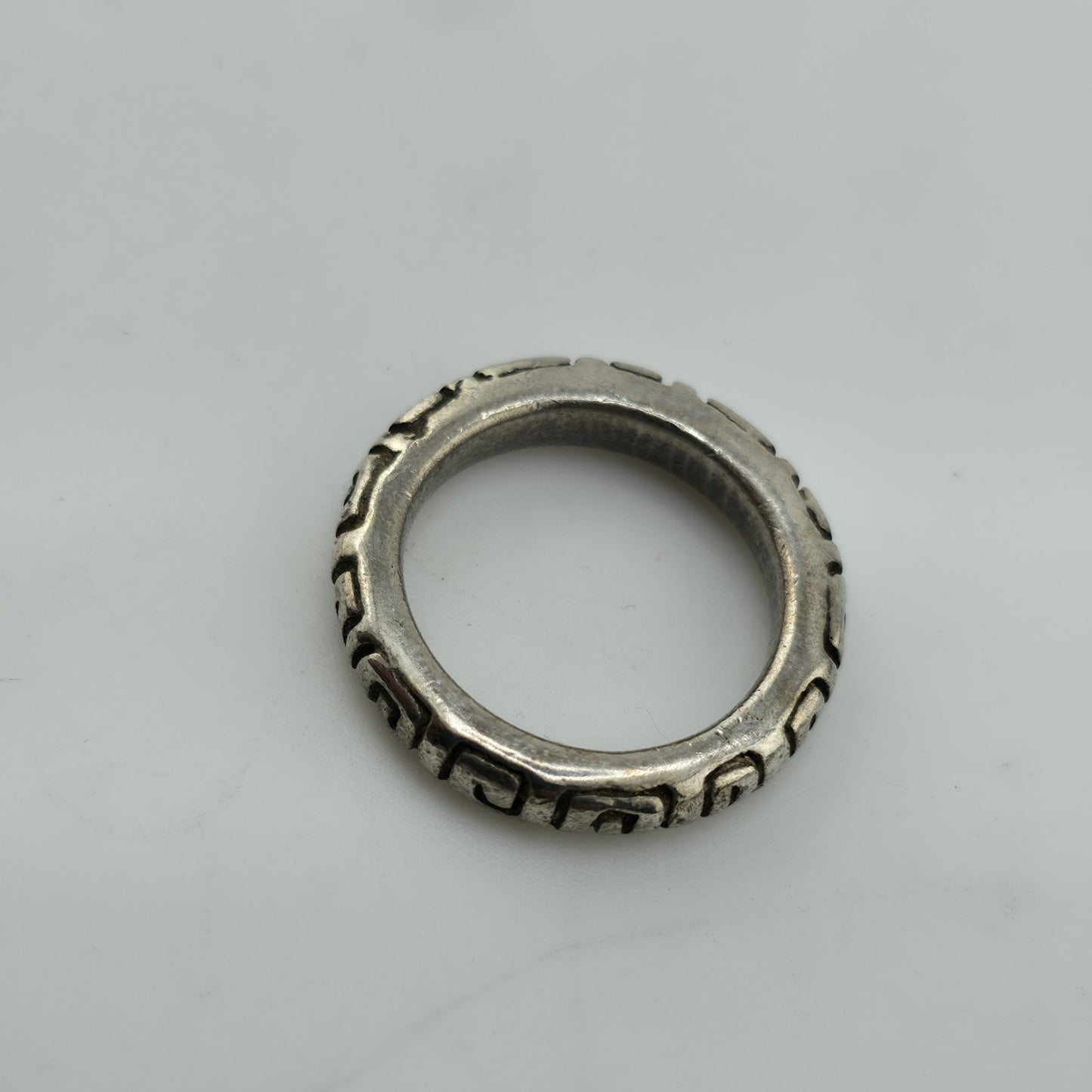 Vintage Mexico 925 Sterling Silver Greek Key Band Ring Size 5.5 6.2g