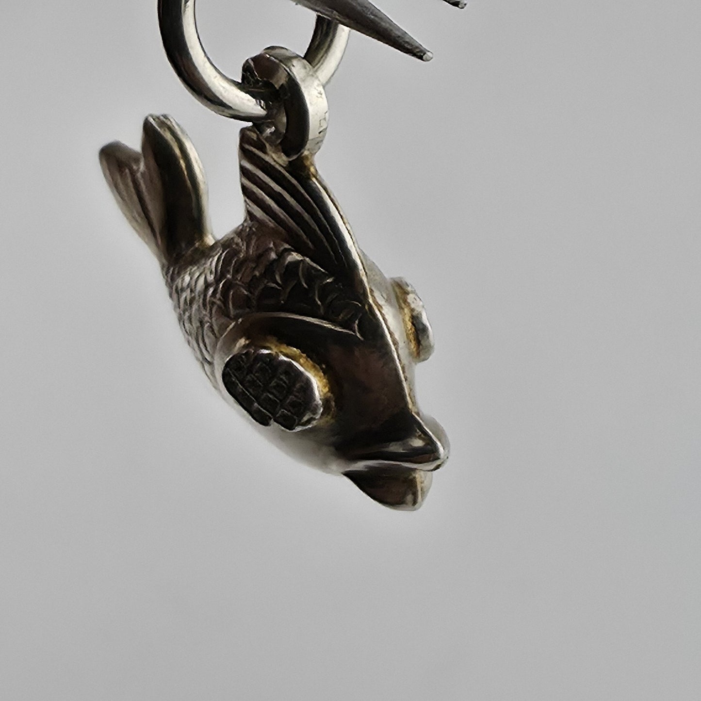 Sterling Silver Fish Charm Pendant 925 Figural Koi Fish Jewelry 3D
