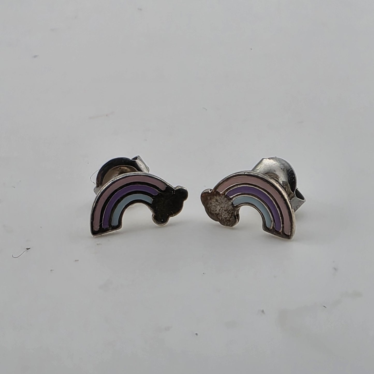 BOMA Earings Sterling Silver Crescent Rainbow Cloud Colorful Studs