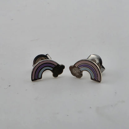 BOMA Earings Sterling Silver Crescent Rainbow Cloud Colorful Studs