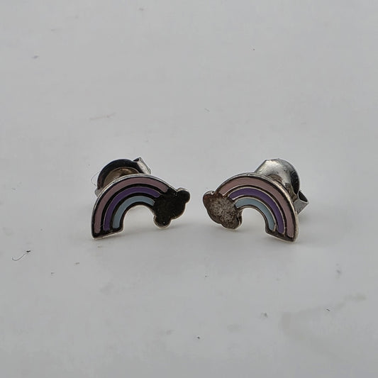 BOMA Earings Sterling Silver Crescent Rainbow Cloud Colorful Studs