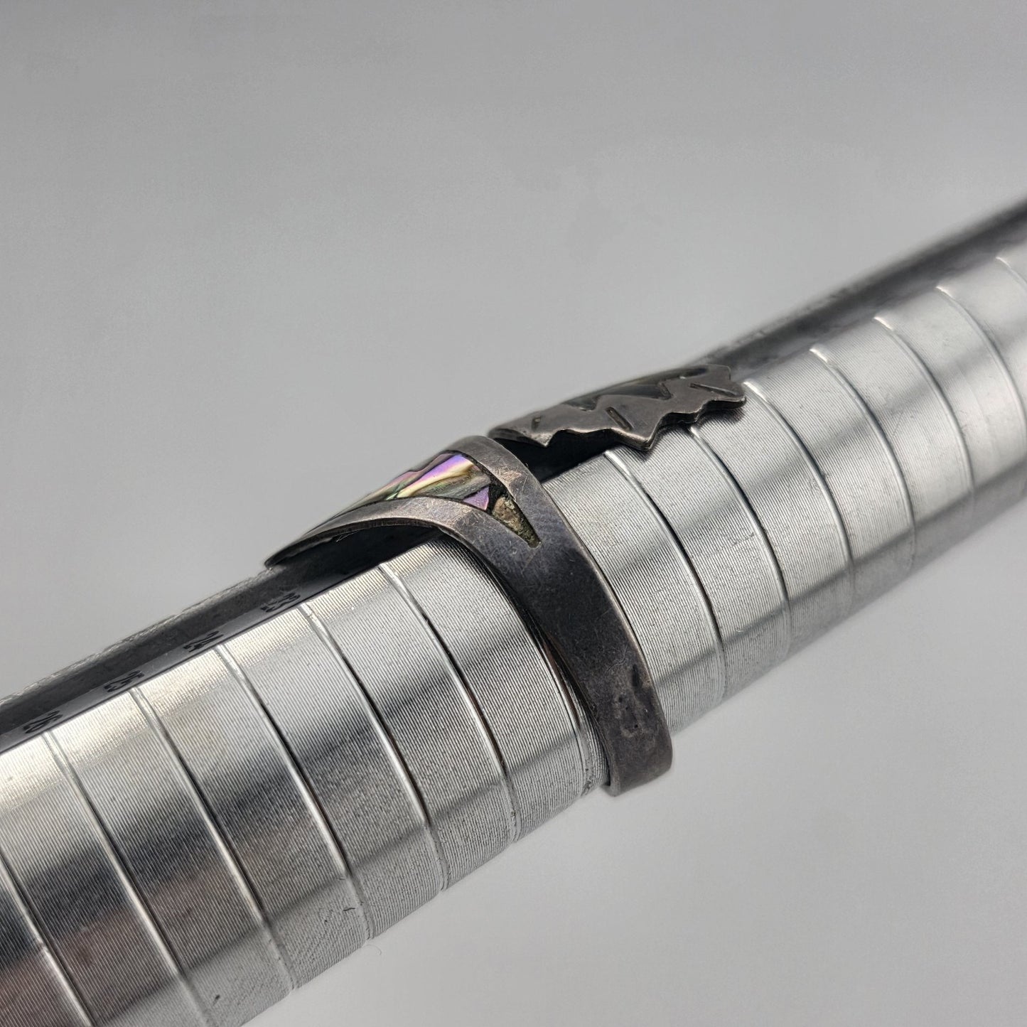 STERLING SILVER Ring ABALONE BYPASS Size 8 - 11 SIGNED APS VINTAGE MEXICAN