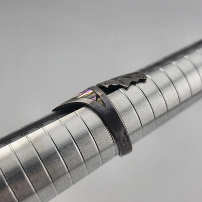 STERLING SILVER Ring ABALONE BYPASS Size 8 - 11 SIGNED APS VINTAGE MEXICAN