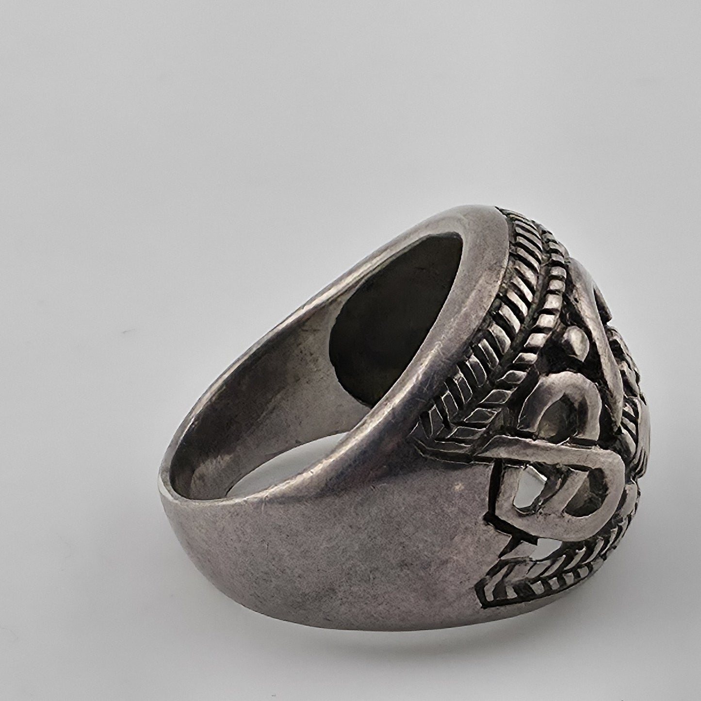 925 Sterling Silver Claddagh Dome Ring Celtic Heart Crown Hands Vintage Size 8