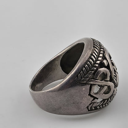 925 Sterling Silver Claddagh Dome Ring Celtic Heart Crown Hands Vintage Size 8