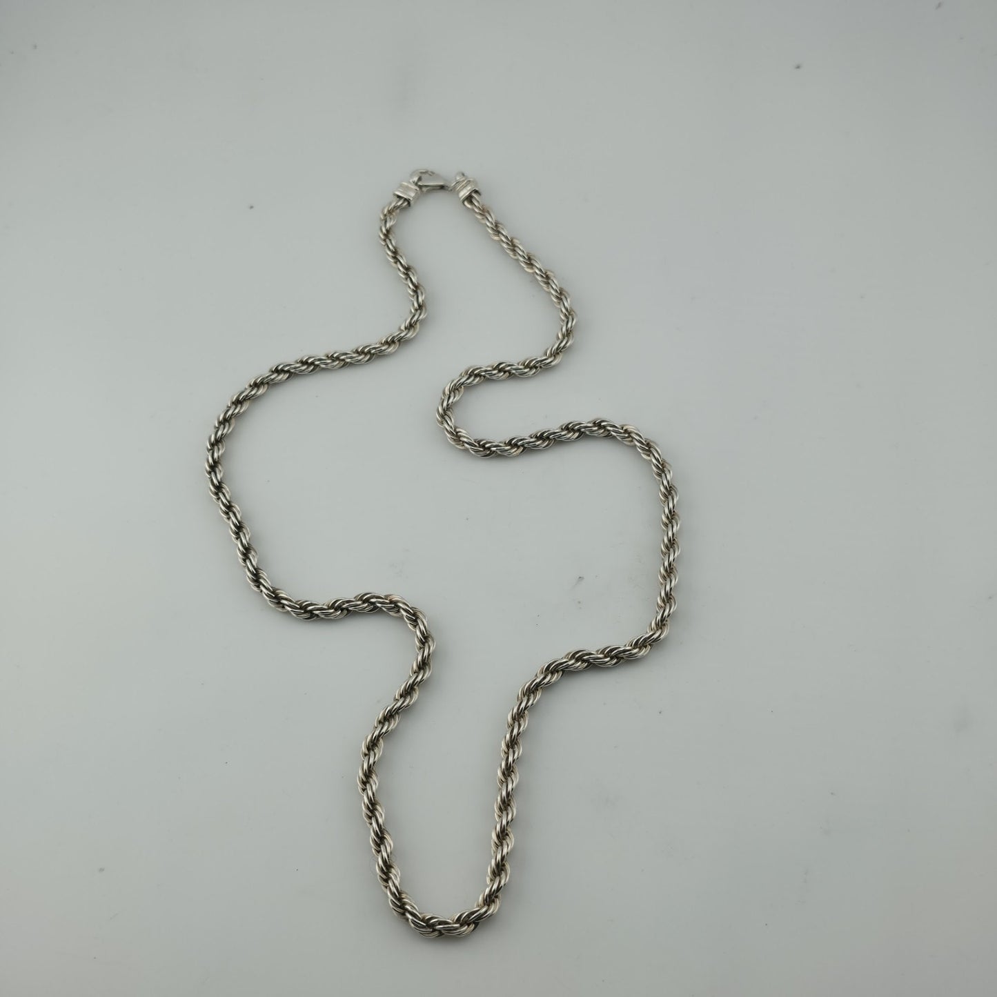 Solid Sterling Silver 925 Rope Chain Necklace 24” 47.2g Heavy Twist Link Italy