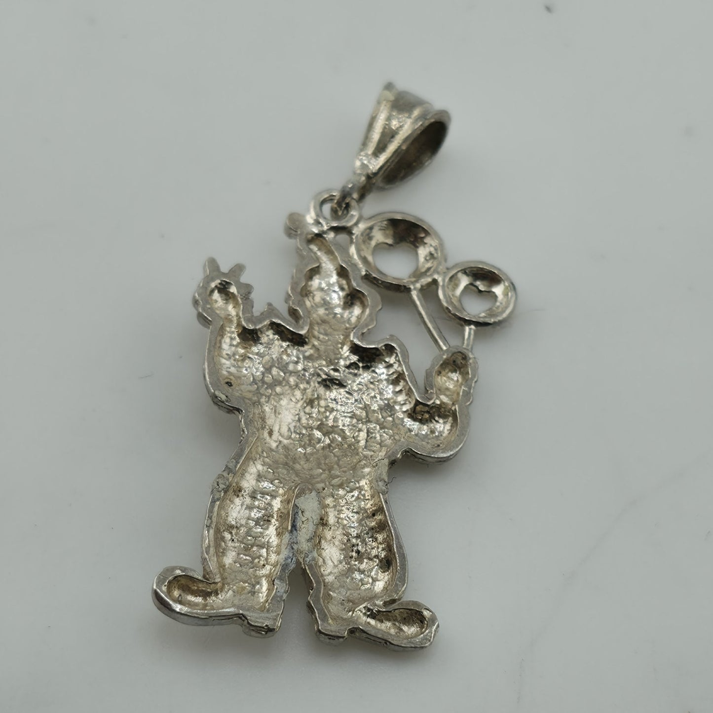 Vintage Sterling Silver 925 Clown Pendant Charm Balloons Jester Circus 4g