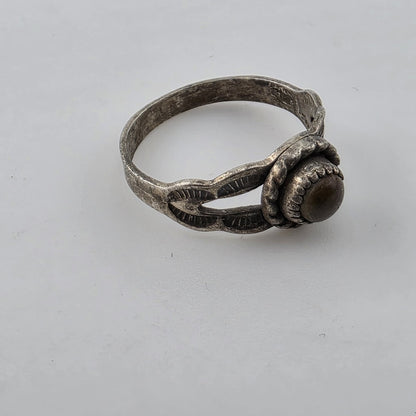 Vintage Native American Sterling Silver Witch Stone Ring Size 2.5 Petite Pendant