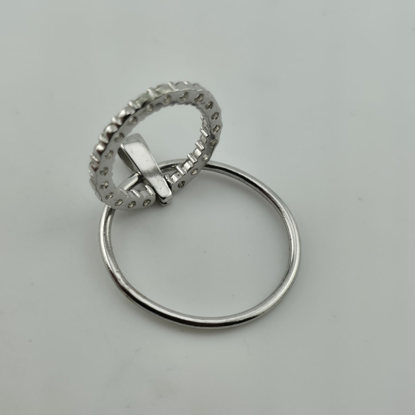 Sterling Silver 925 CZ Circle Pendant Inner Ring Only Silver Modern Double Circl