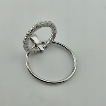 Sterling Silver 925 CZ Circle Pendant Inner Ring Only Silver Modern Double Circl