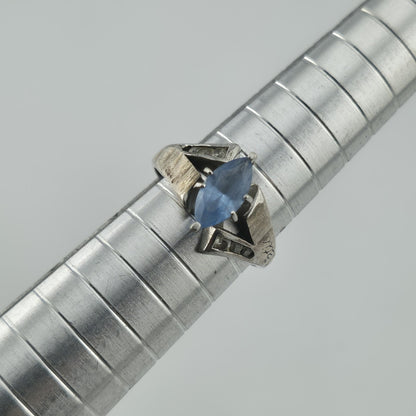 ELT Sterling Silver Blue Marquise Stone Ring Art Deco Style Size 6.25 Vintage
