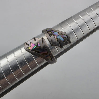 STERLING SILVER Ring ABALONE BYPASS Size 8 - 11 SIGNED APS VINTAGE MEXICAN