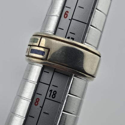 Waldeck Johnson 925 Sterling Silver Inlay Band Ring Size 7 Native American