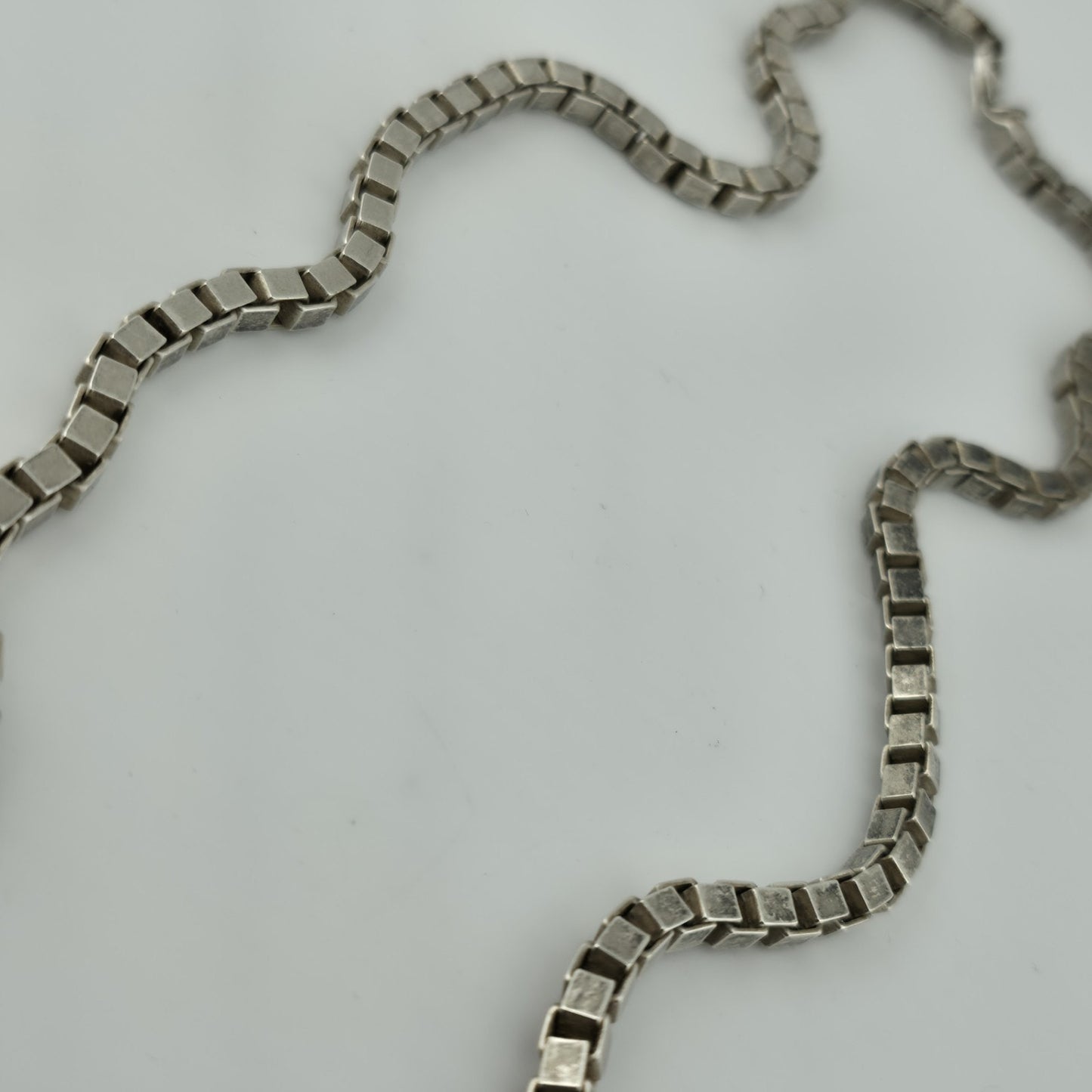 Sterling Silver 925 Box Chain Necklace 24” 4.4mm 65.4g Vintage Italy Patina