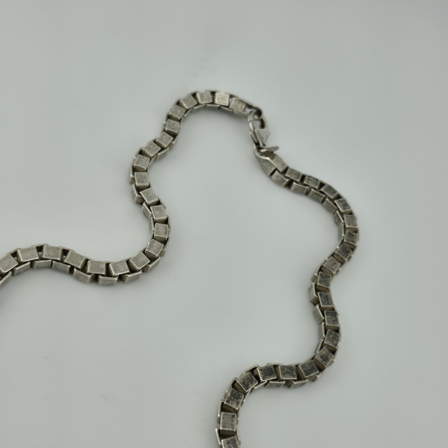 Sterling Silver 925 Box Chain Necklace 24” 4.4mm 65.4g Vintage Italy Patina