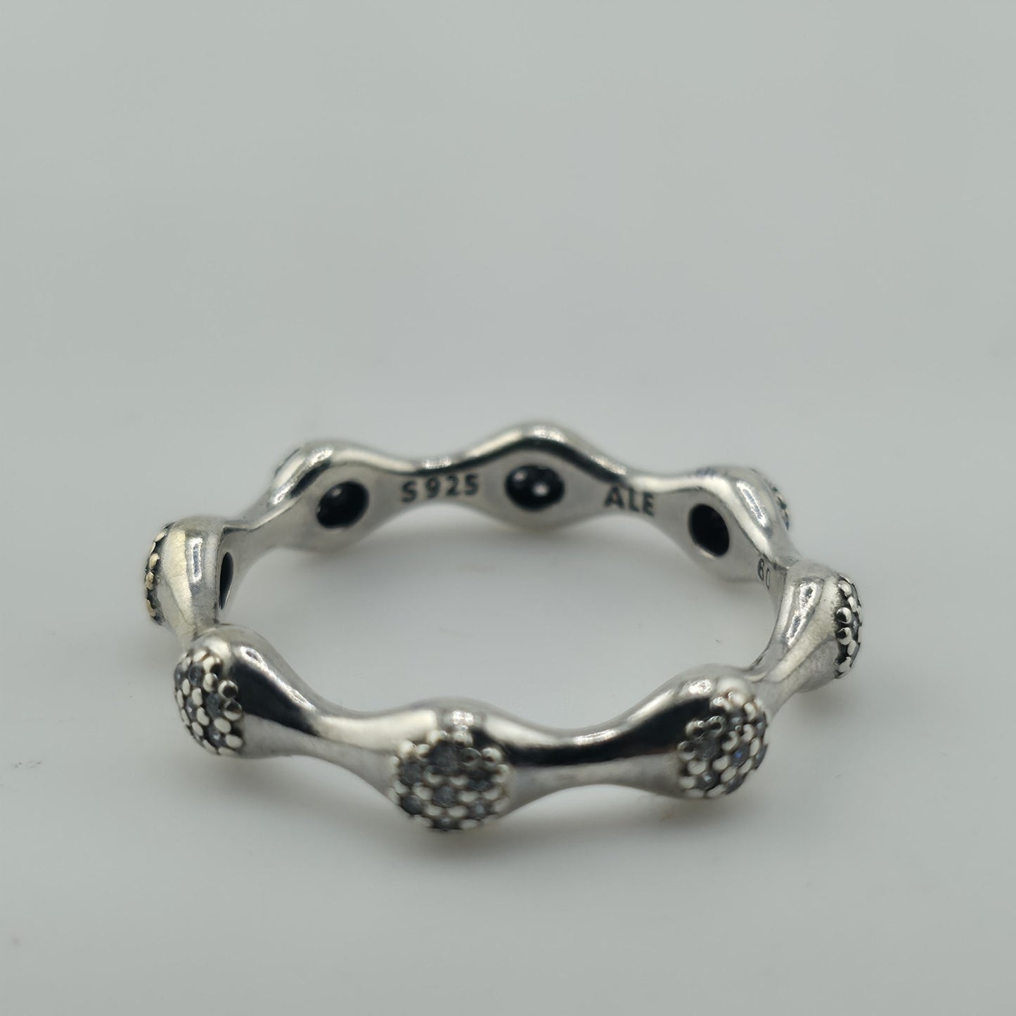 Pandora Pave LovePods Ring Size 9 Sterling Silver CZ Modern Designer 925 ALE