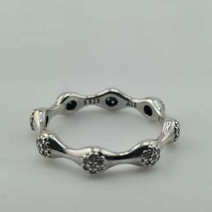 Pandora Pave LovePods Ring Size 9 Sterling Silver CZ Modern Designer 925 ALE