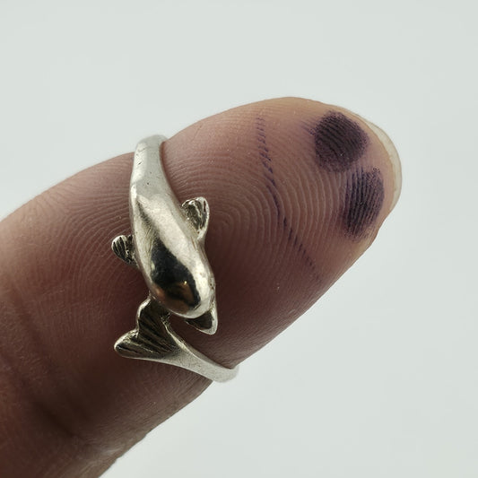 Sterling Silver Dolphin Wrap Ring Size 7 Ocean Animal Vintage 925