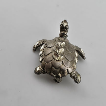 Vintage Sterling Silver Turtle Brooch 925 Figural Sea Turtle Pin Jewelry