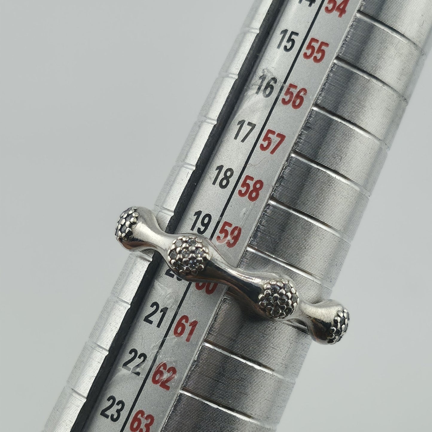 Pandora Pave LovePods Ring Size 9 Sterling Silver CZ Modern Designer 925 ALE