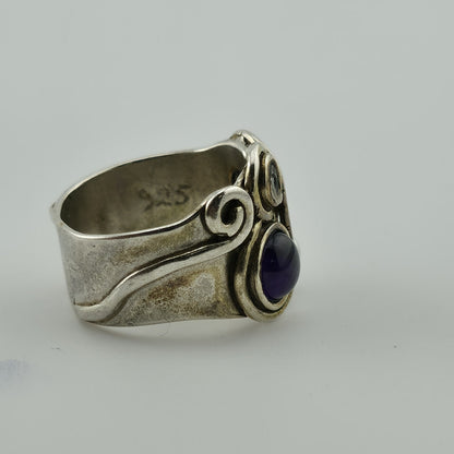Sterling Silver Multi Stone Ring Sz 5.5 Amethyst Pearl Gem Artisan Missing Stone