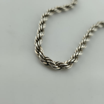 Solid Sterling Silver 925 Rope Chain Necklace 24” 47.2g Heavy Twist Link Italy