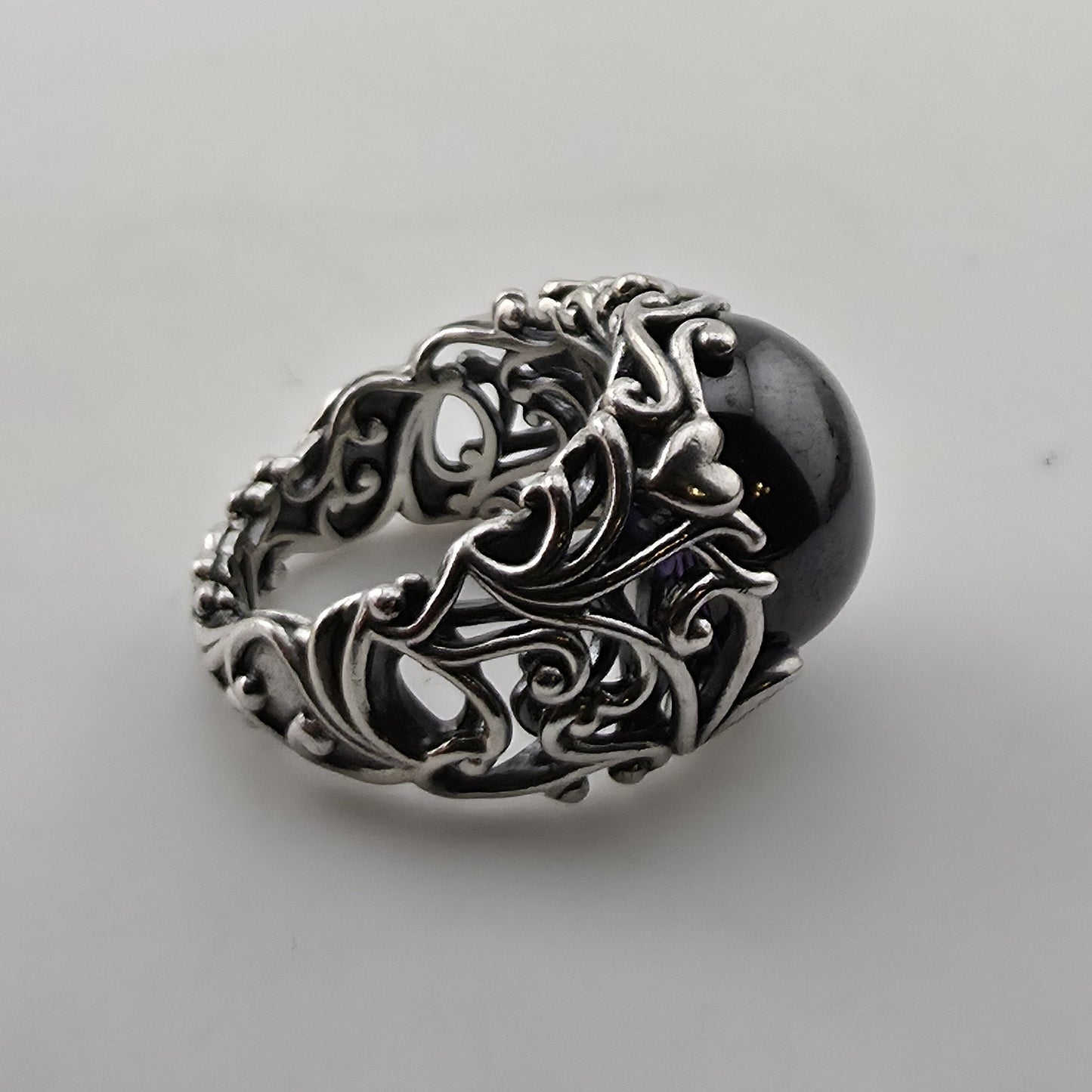 PANDORA Regal Dazzling Beauty Purple CZ Cabochon Sterling Silver Ring Sz 6