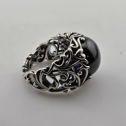 PANDORA Regal Dazzling Beauty Purple CZ Cabochon Sterling Silver Ring Sz 6