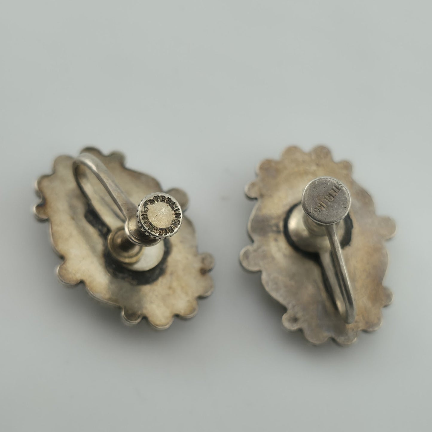 Vintage Turquoise Sterling Silver Screw Back Earrings Southwestern Style