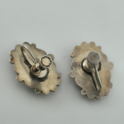 Vintage Turquoise Sterling Silver Screw Back Earrings Southwestern Style