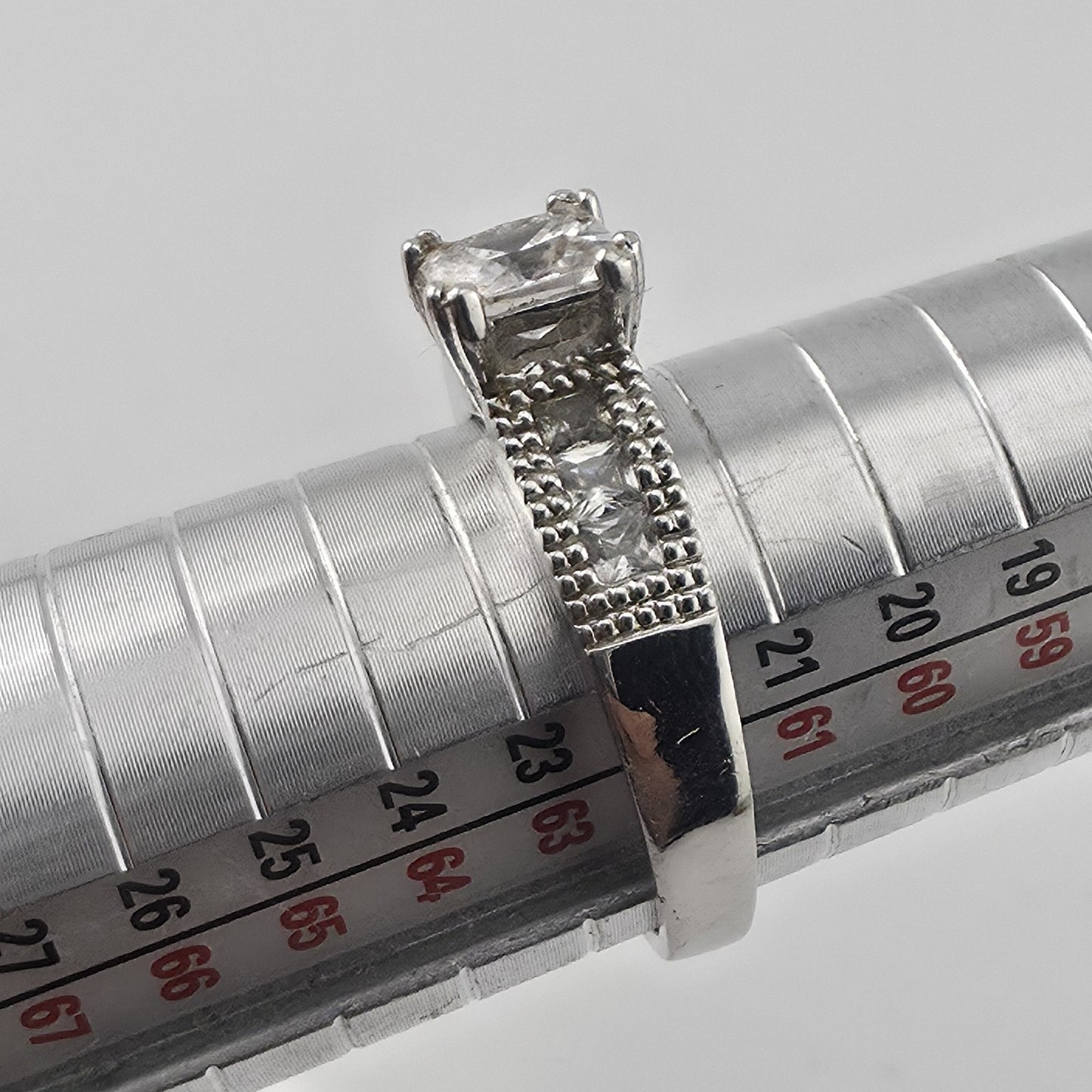 Sterling Silver Princess Cut CZ Ring Size 9.75 Wedding Engagement Jewelry