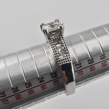 Sterling Silver Princess Cut CZ Ring Size 9.75 Wedding Engagement Jewelry