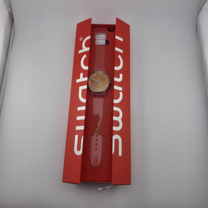 Swatch Vitamine Boost SUOK115 Orange Slice Clear Watch New in Box Swiss