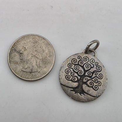 Sterling Silver Tree of Life Pendant 925 Round Charm 6.6g