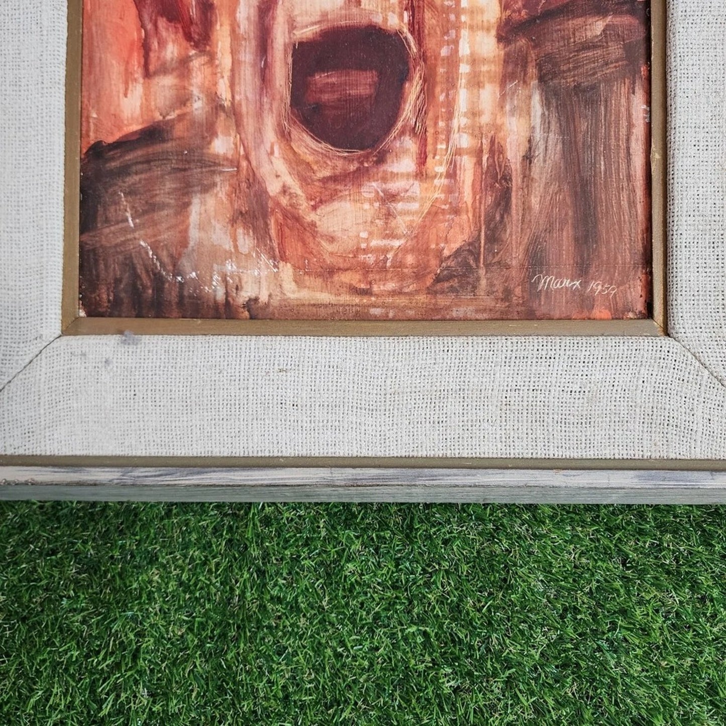 Maux 1959 Oil Painting Framed Abstract Expressionism Mid Century PostWar Art MCM