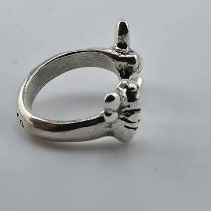 UNOde50 BZZ A BZZ Bee Ring Silver Plated Size 6 Adjustable Spain Handmade