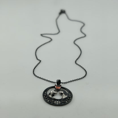 Nightmare Before Christmas Jack & Sally Heart Pendant Necklace 925 16” Gothic