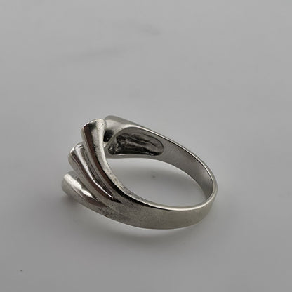 Sterling Silver Heart CZ Wrap Ring Size 7 Romantic Open Design 925