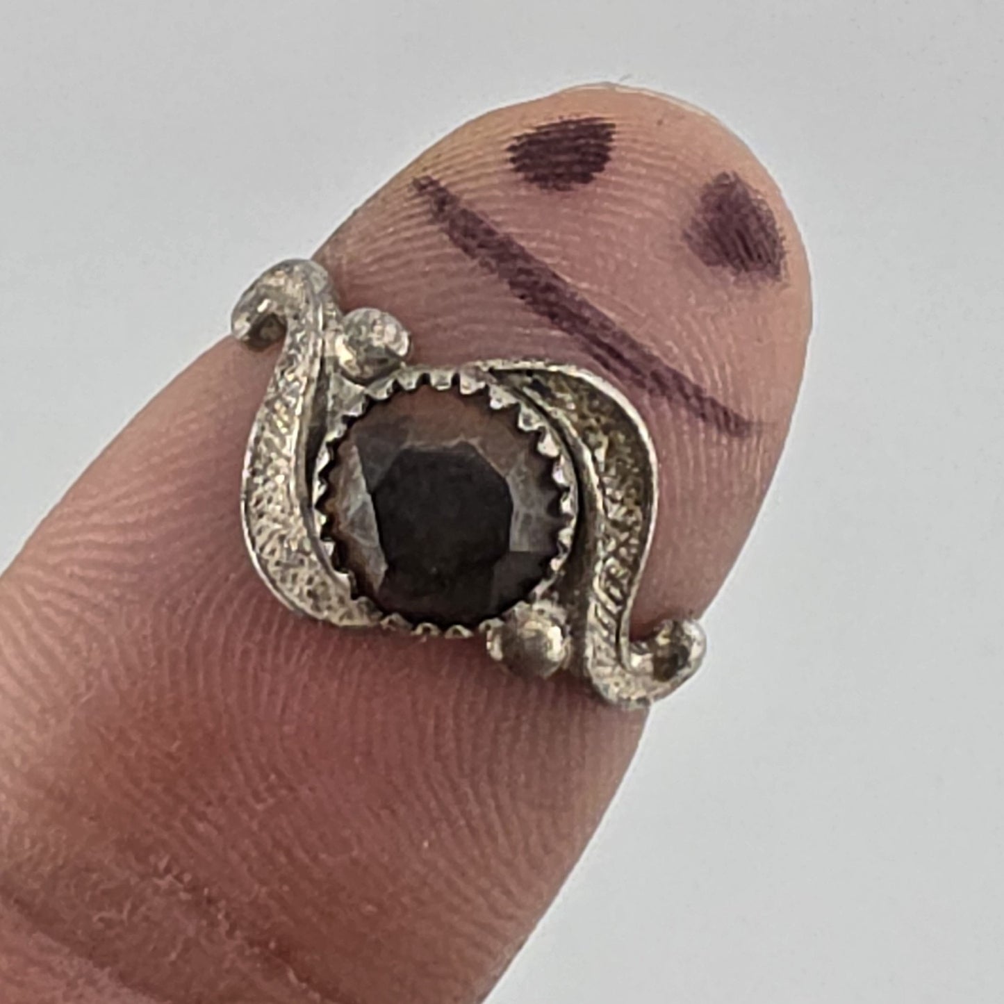 Vintage Bell Trading Post Sterling Silver Black Stone Ring Size 5.5 Mid Century