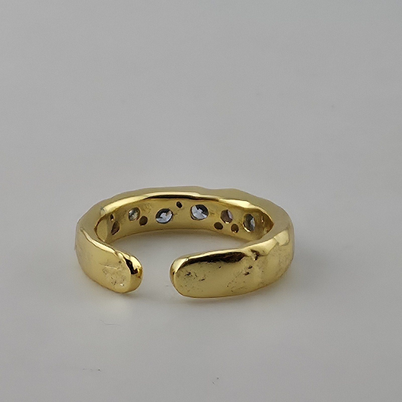 Gold plated sterling silver open band ring with flexible adjustable fit