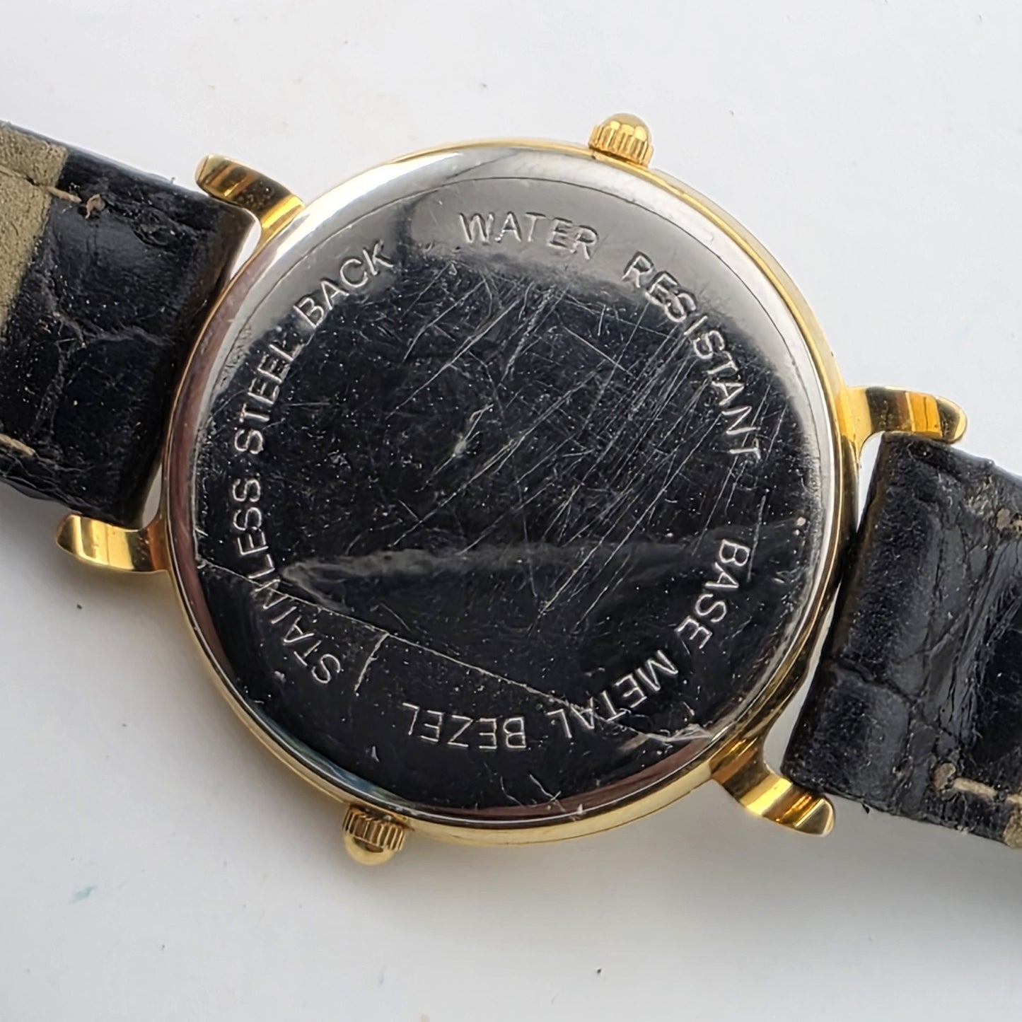 Vintage Northwest Airlines Dual Time Zone Watch Working Gold Tone Black Strap