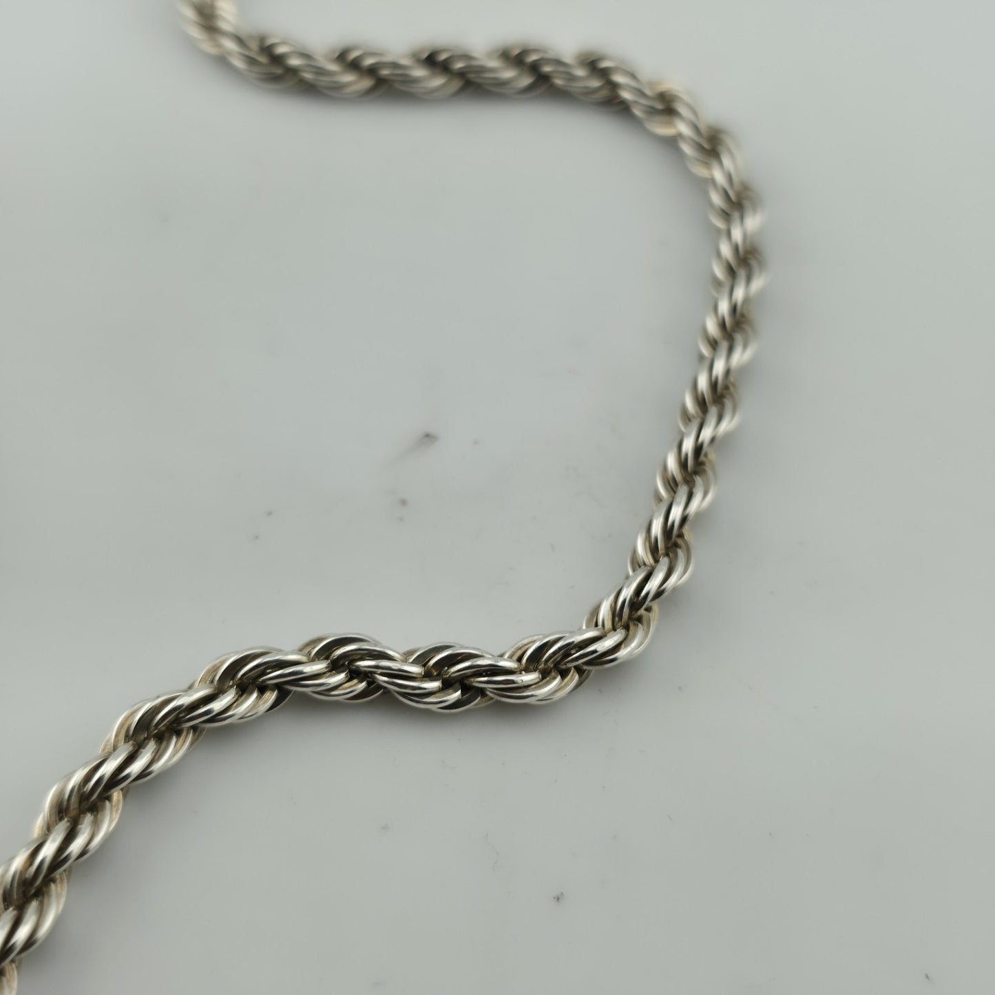 Solid Sterling Silver 925 Rope Chain Necklace 24” 47.2g Heavy Twist Link Italy