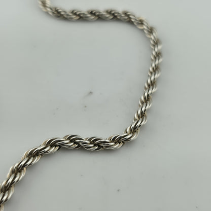 Solid Sterling Silver 925 Rope Chain Necklace 24” 47.2g Heavy Twist Link Italy
