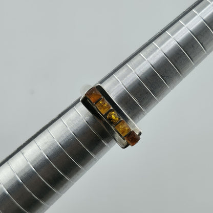 Vintage Baltic Amber Ring 925 Sterling Silver Poland Cognac Honey Sz 7.5