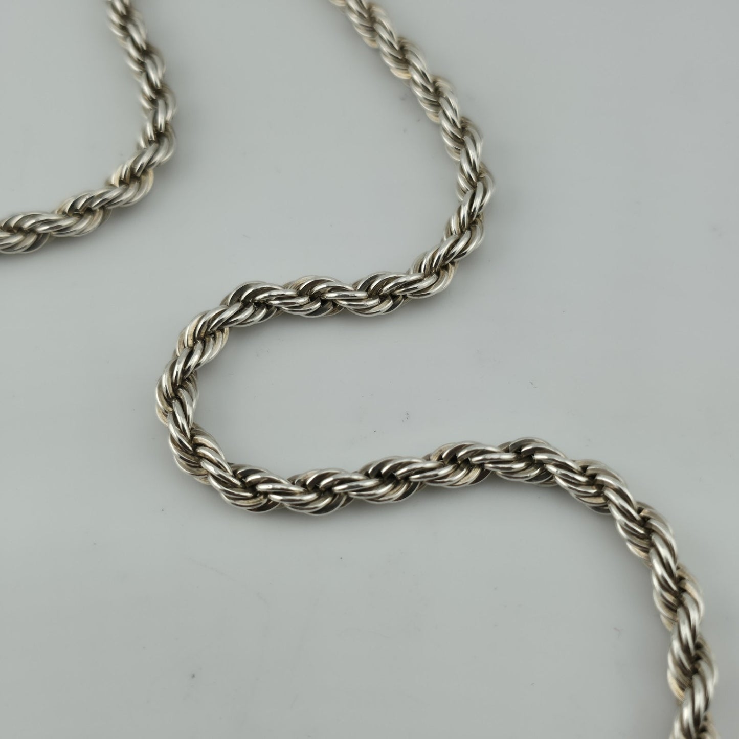 Solid Sterling Silver 925 Rope Chain Necklace 24” 47.2g Heavy Twist Link Italy