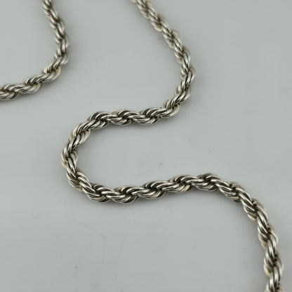 Solid Sterling Silver 925 Rope Chain Necklace 24” 47.2g Heavy Twist Link Italy